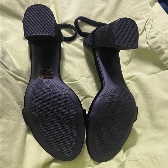 Chic Black Velvet Ankle Strap Heels - Picture 5 of 5